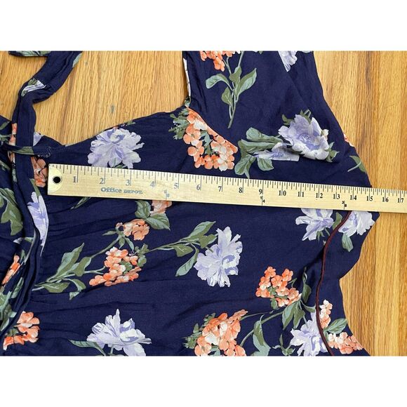 Abercrombie & Fitch Women's Romper One-Piece Mini Wrap Top Belted S Blue Floral - Picture 8 of 10